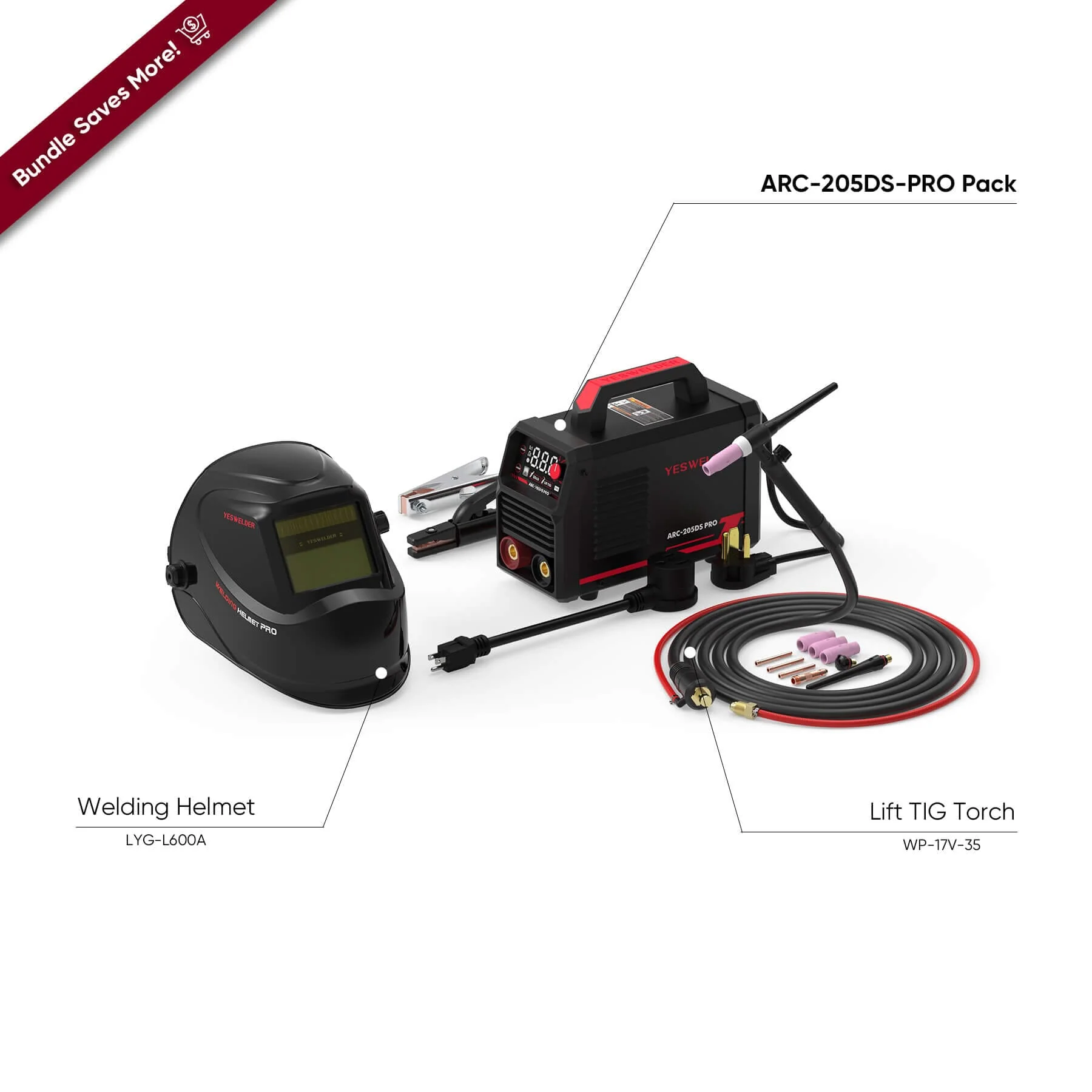 ARC-205DS-PRO Digital Display 110V/220V Stick & Lift TIG In One Stick Welder - Image 10