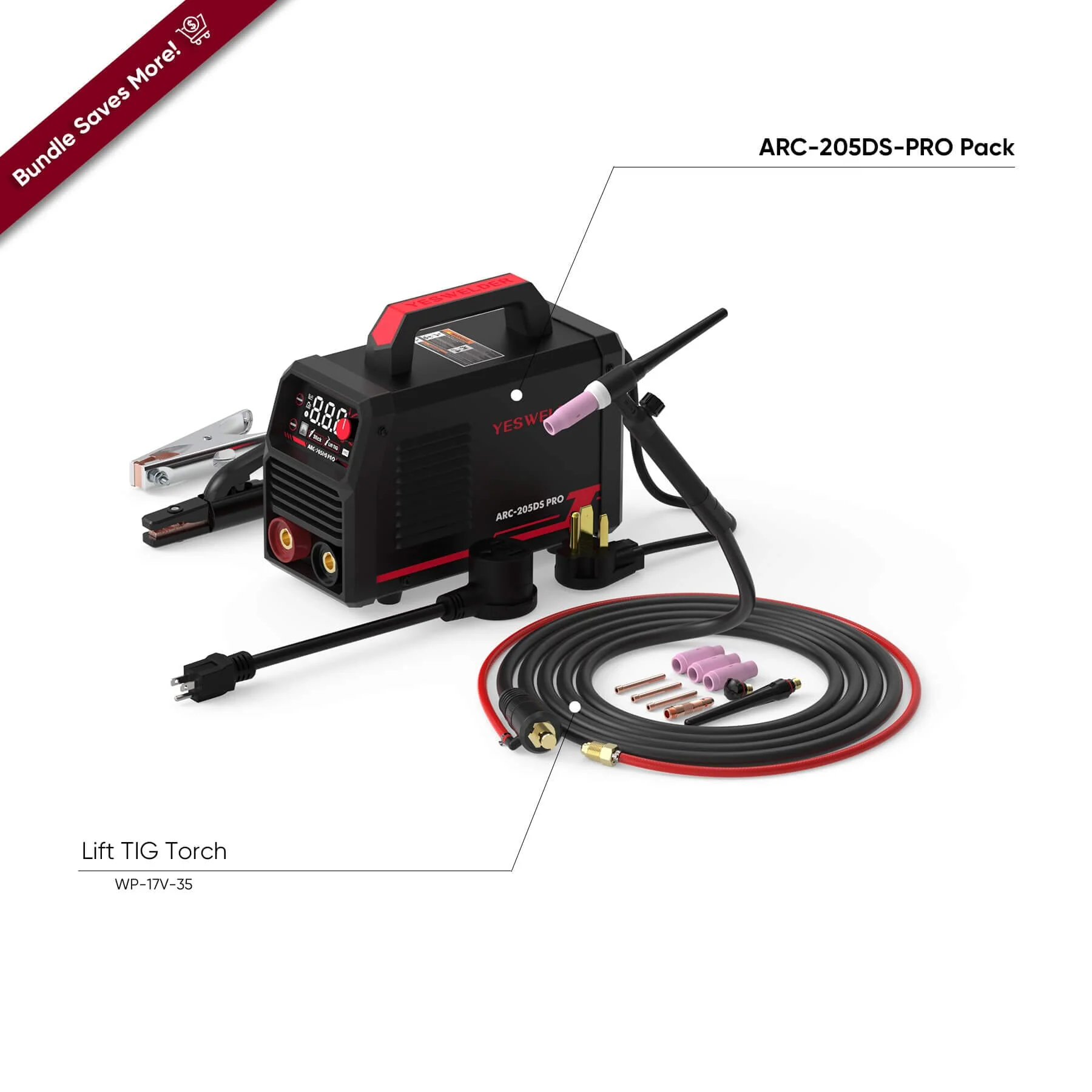 ARC-205DS-PRO Digital Display 110V/220V Stick & Lift TIG In One Stick Welder - Image 9