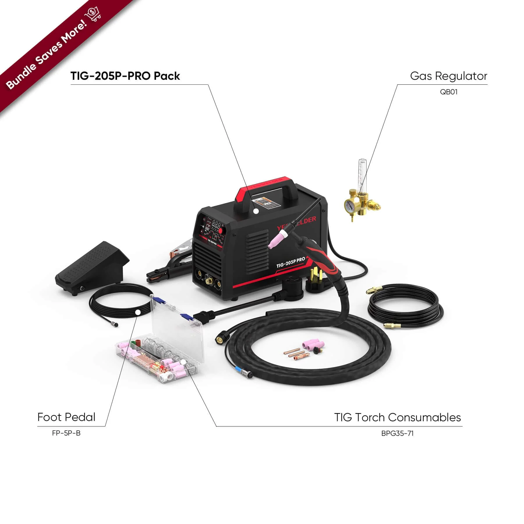 TIG-205P-PRO Pulse TIG Welder Stick/DC TIG/Pulse TIG 3 In 1 TIG Welder - Image 10