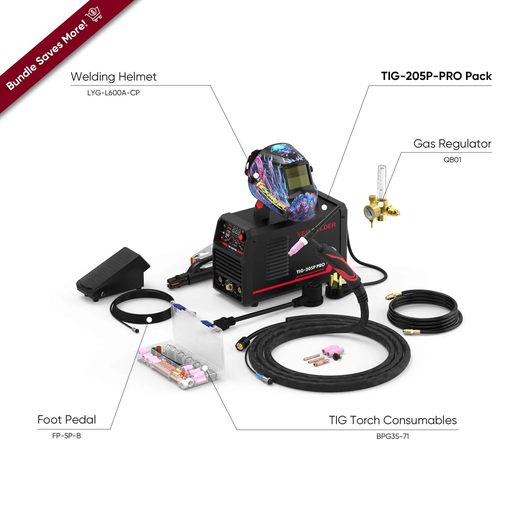 TIG-205P-PRO Pulse TIG Welder Stick/DC TIG/Pulse TIG 3 In 1 TIG Welder - Image 11