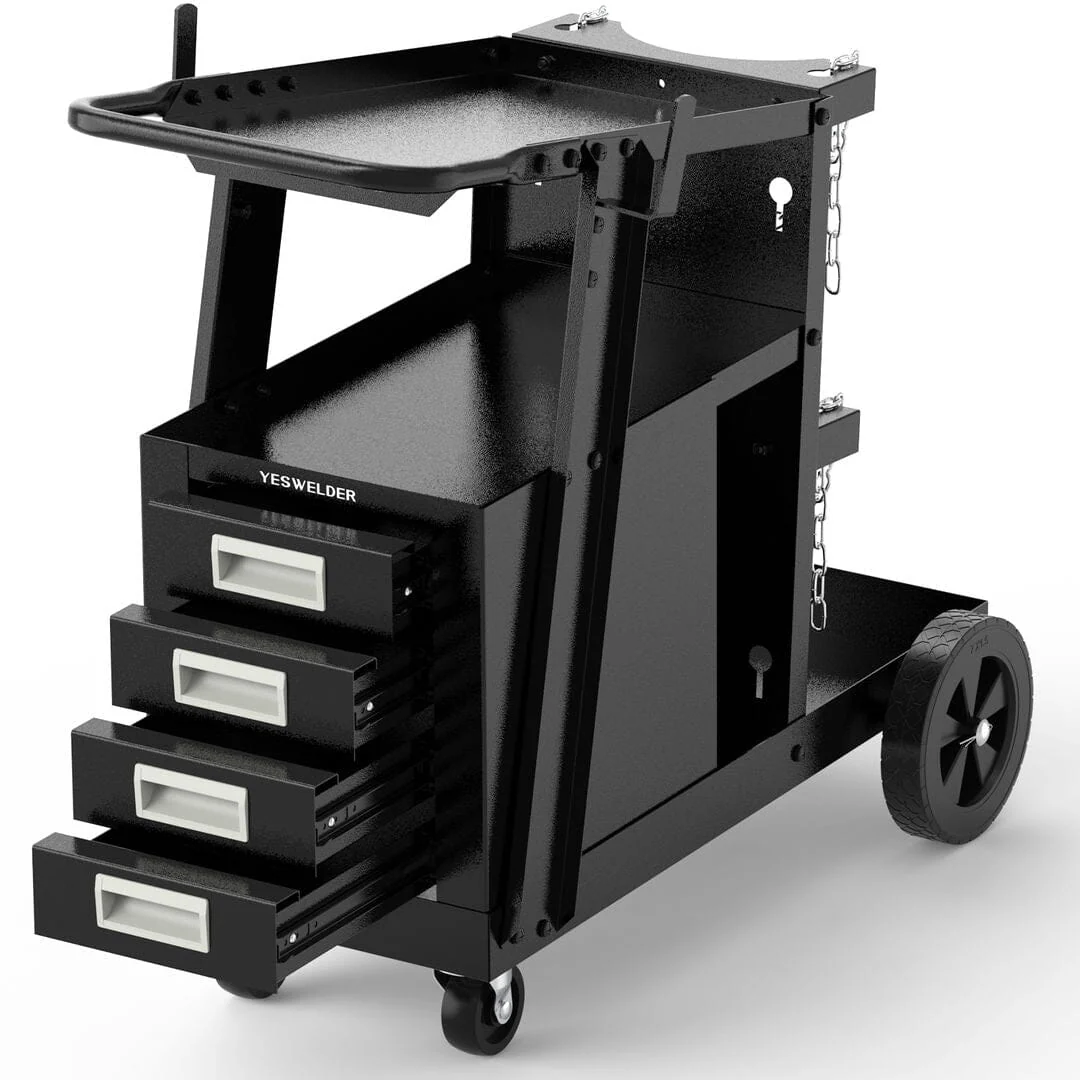 Heavy Duty Welding Cart with Drawers for MIG/TIG/Plasma Cutters, Tilt or Flat Top Design, Large Storage & 360° Rolling Wheels - Image 2