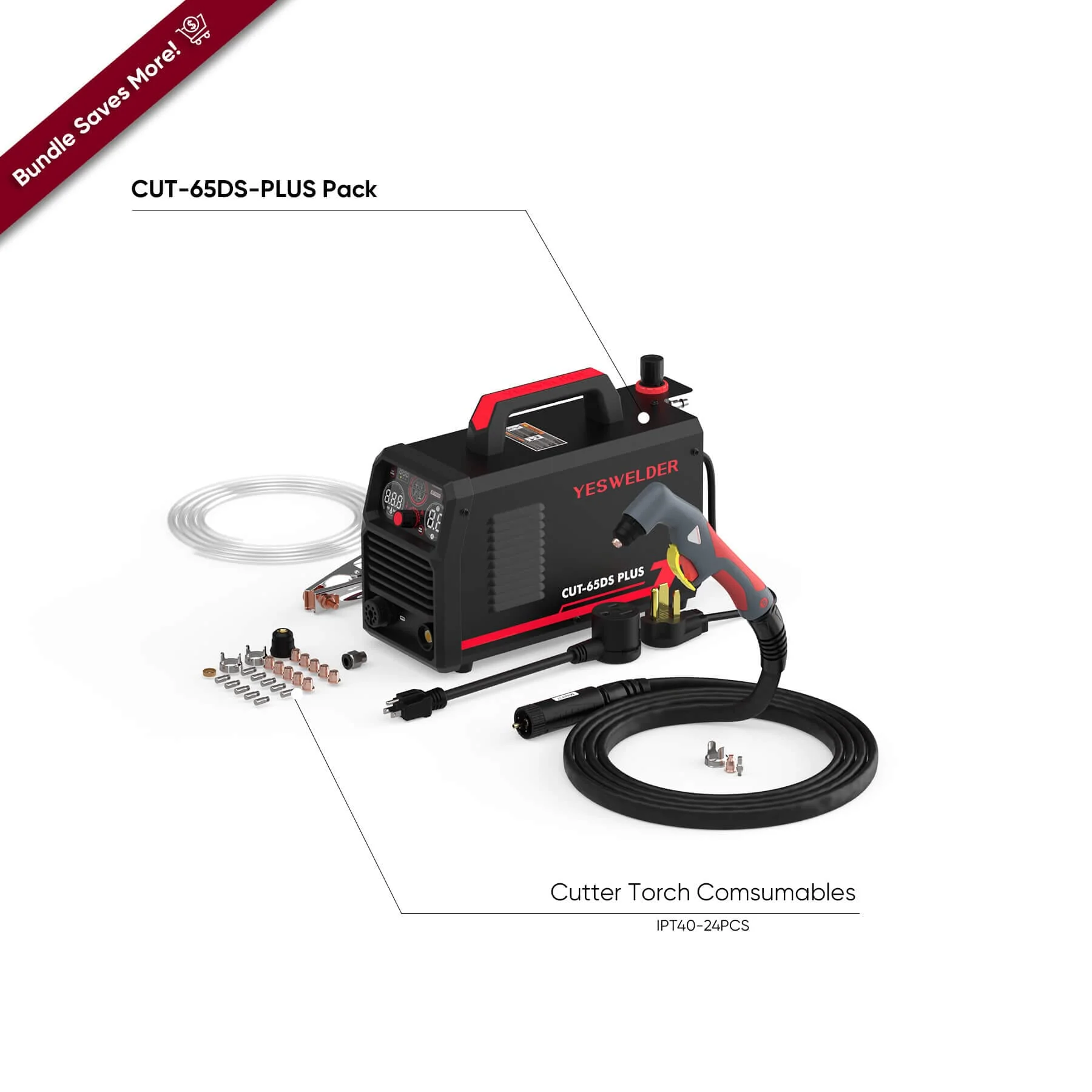 CUT-65DS PLUS Plasma Cutter with Central-Connector Torch for Quick Heavy-Duty Cutting, Gouging and Marking - Image 7
