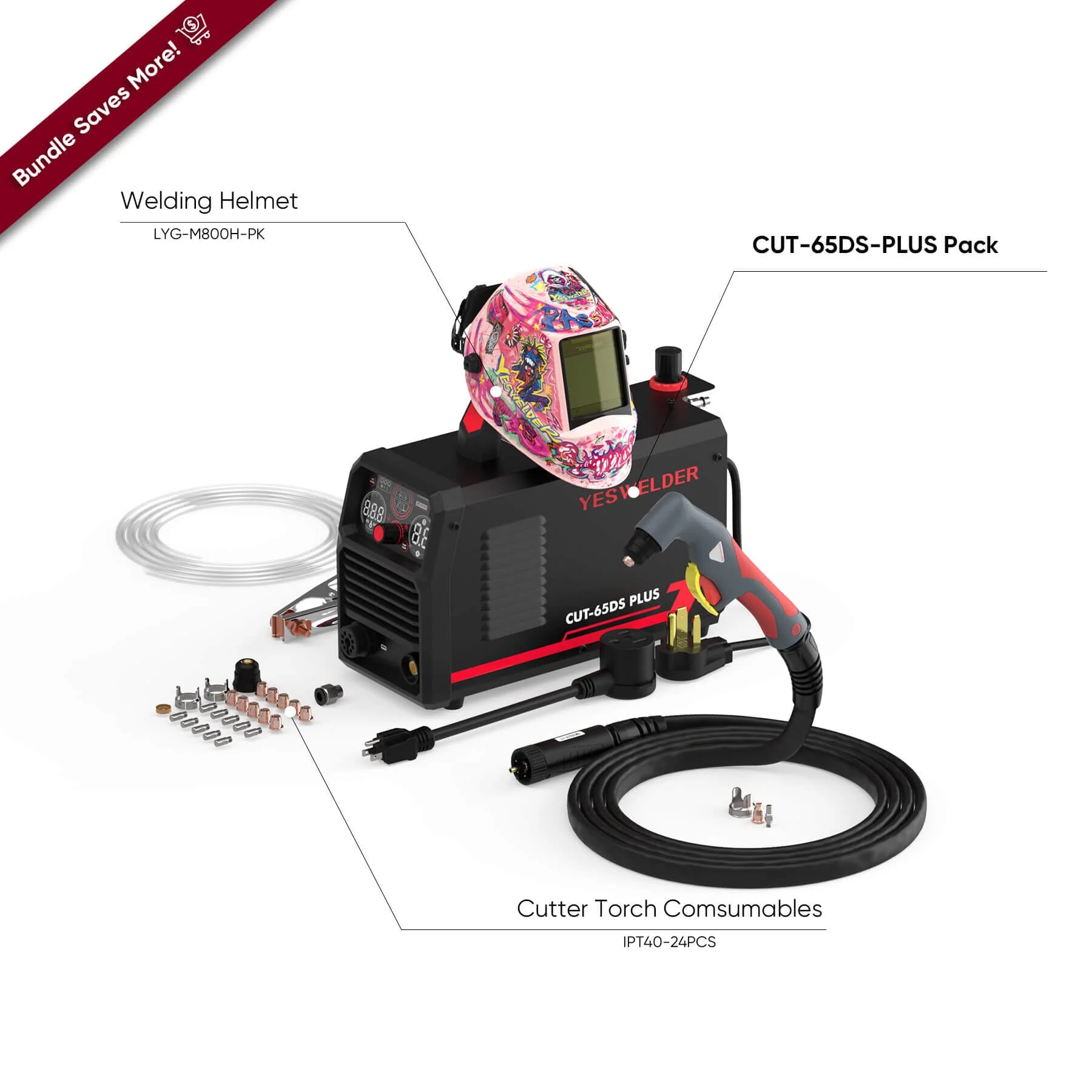 CUT-65DS PLUS Plasma Cutter with Central-Connector Torch for Quick Heavy-Duty Cutting, Gouging and Marking - Image 8