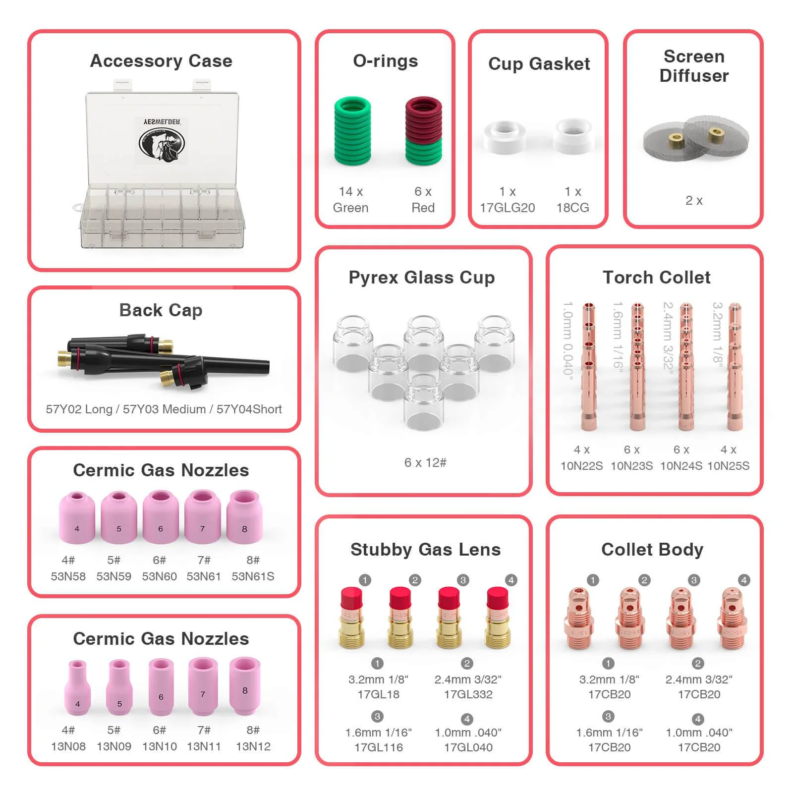 BPG35-71 71PCS WP-17/18/26 TIG Welding Torch Consumables - Image 2