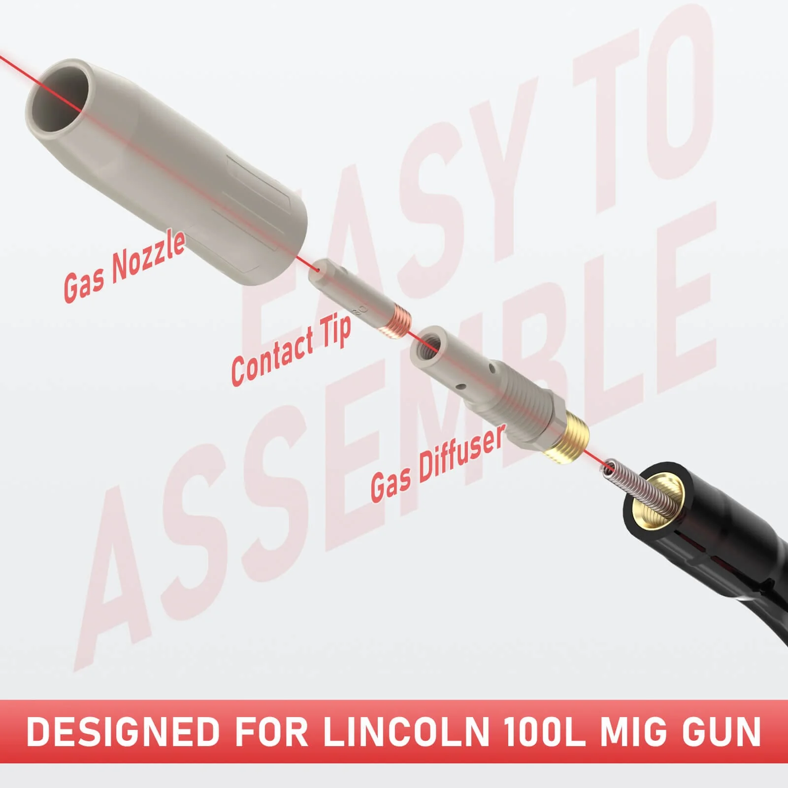 24PCS Non-Stick Coating Lincoln Magnum 100L MIG Welding Gun Accessories Kits - Image 4